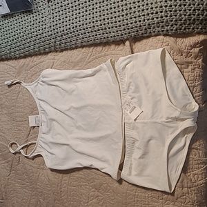 NWT J. Crew white boyshort tankini M 10